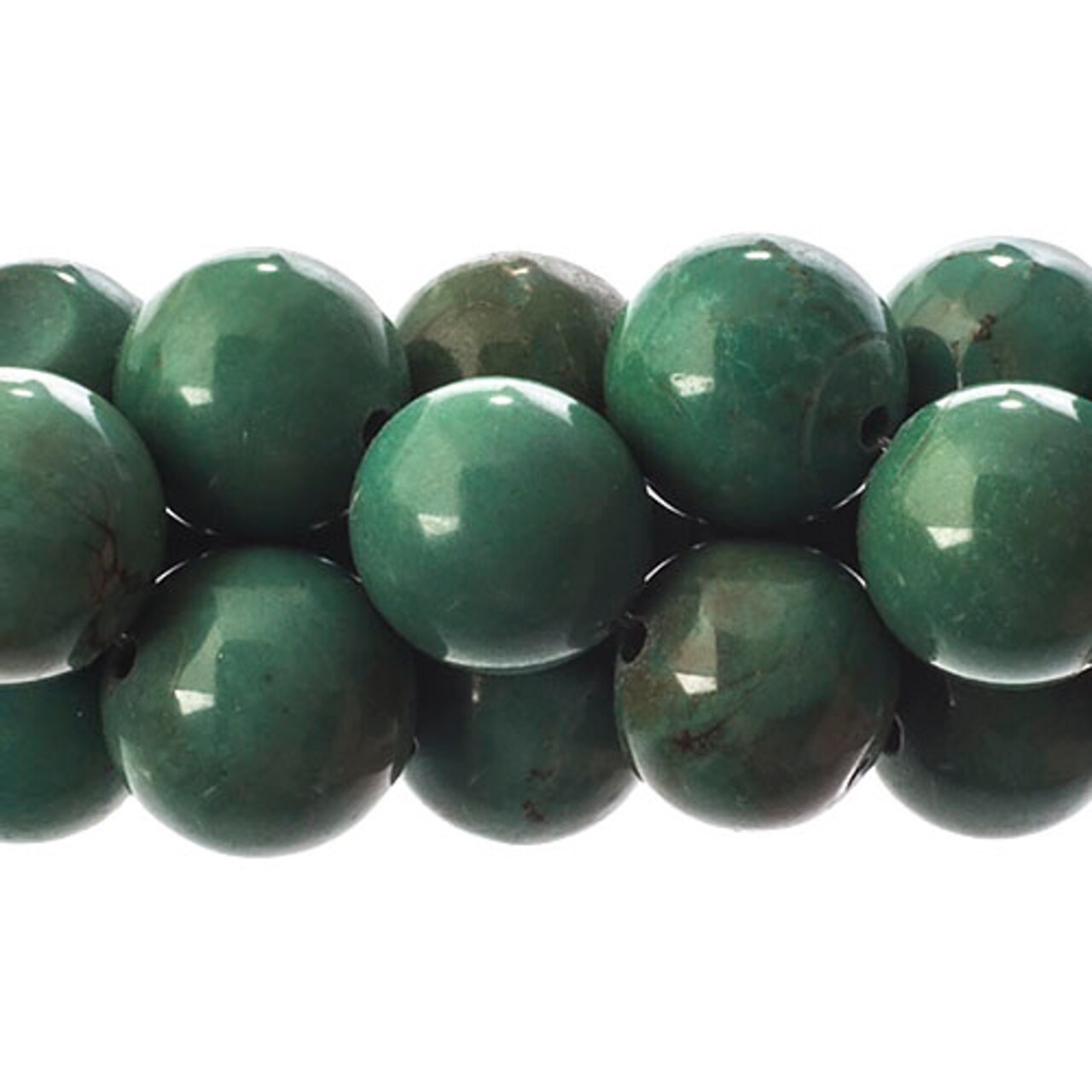 Earth's Jewel 12mm Turquoise Green Dyed Stabilized Semi-Precious Strung Bead